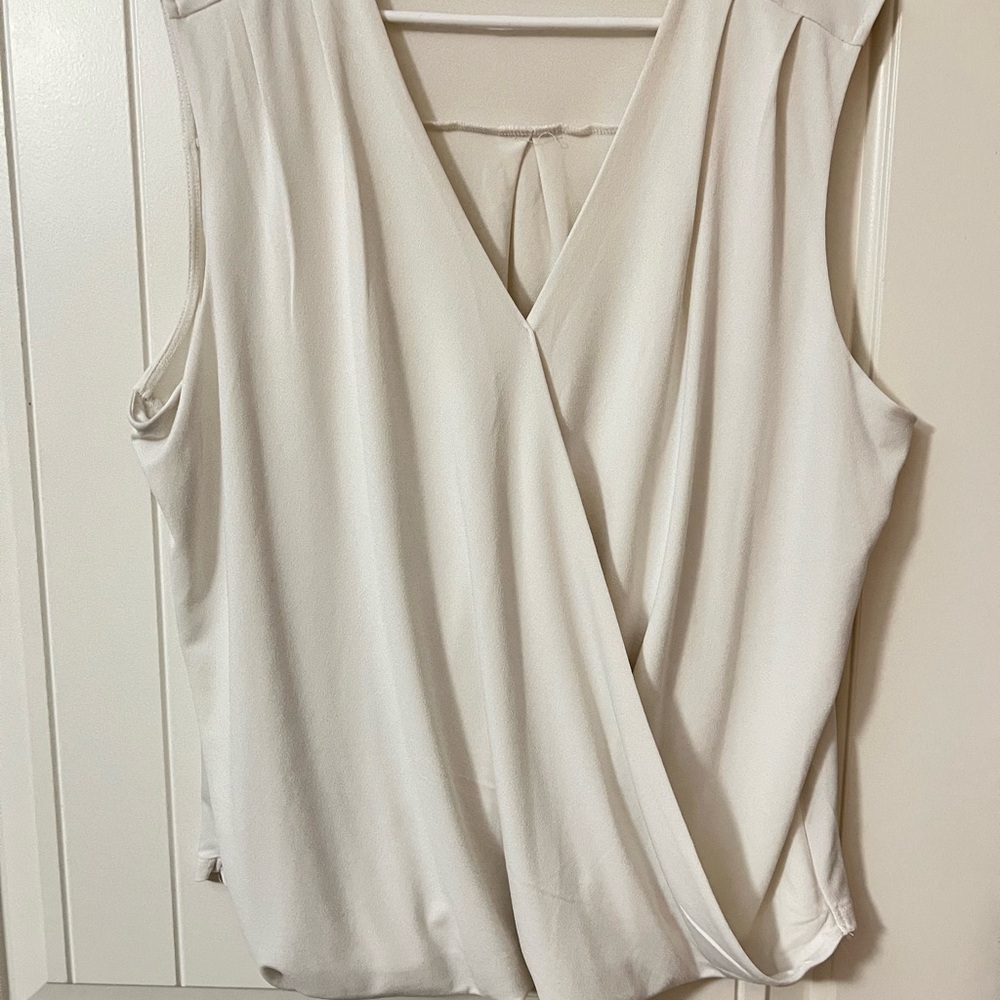 Maurices White Sleeveless Wrap Blouse